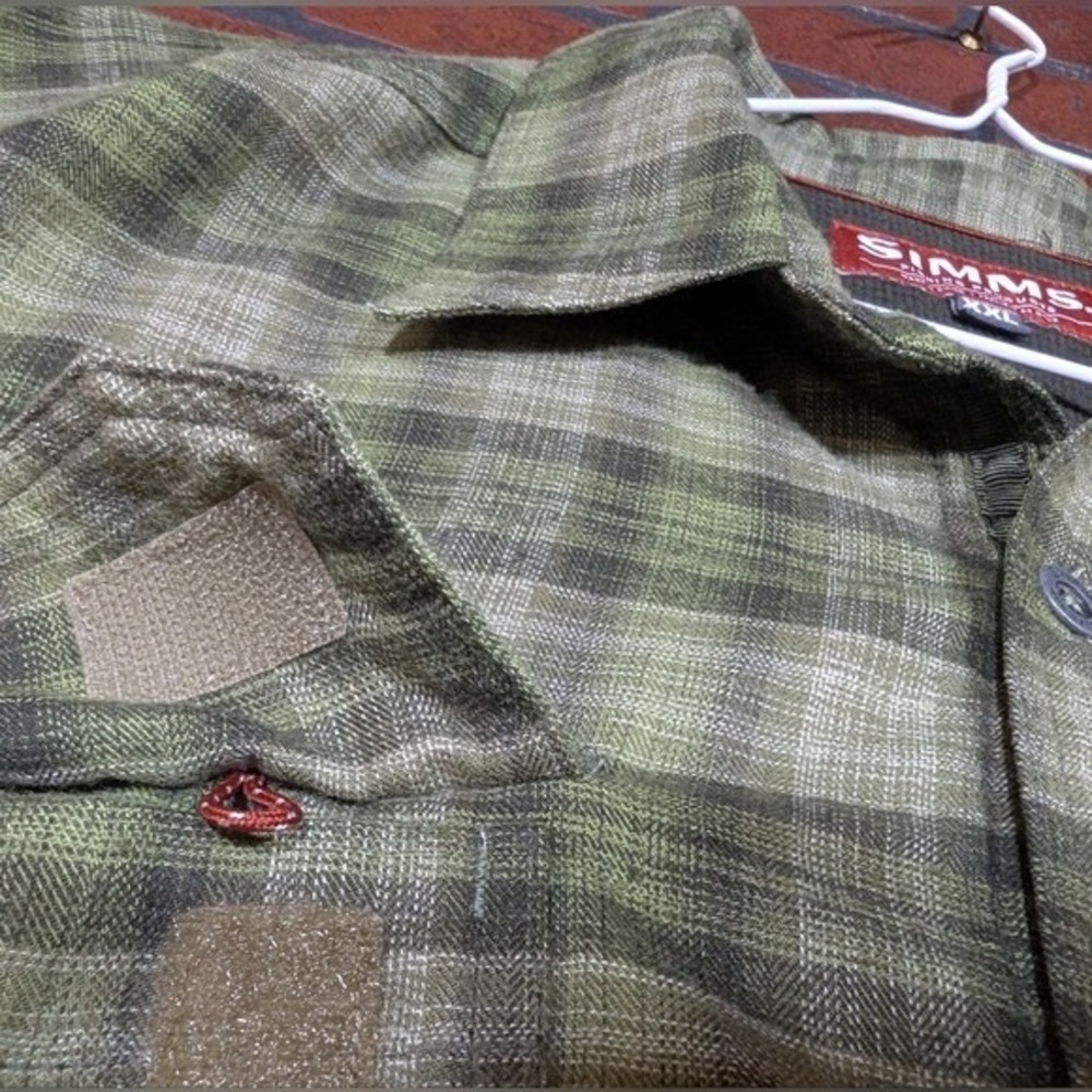 Simms Green Plaid Men's Thermal Insulated Shirt - Picture 2 of 10